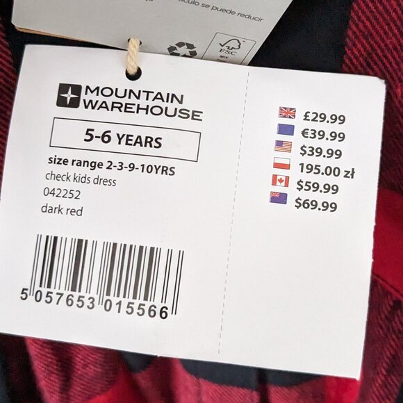 Mountain Warehouse - Girls Buffalo Plaid Dress - Size 5-6 (NWT) - Picture 6 of 7